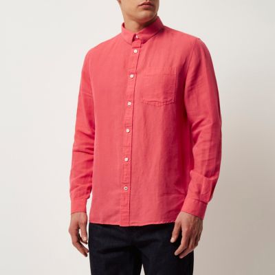 Pink linen-rich shirt